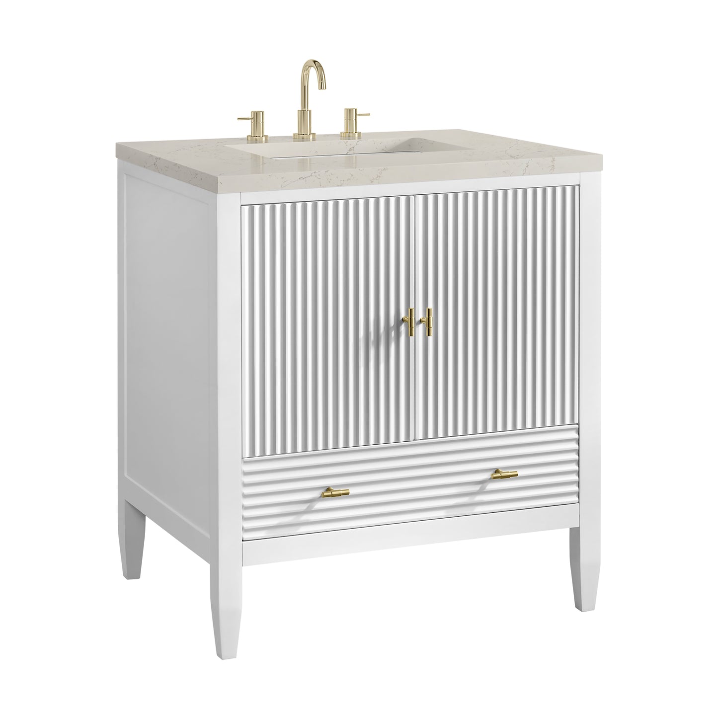 Renovate for Less Atlanta Myrrin 30" Single Vanity, Bright White w/ 3 CM Siberian Silestone Top