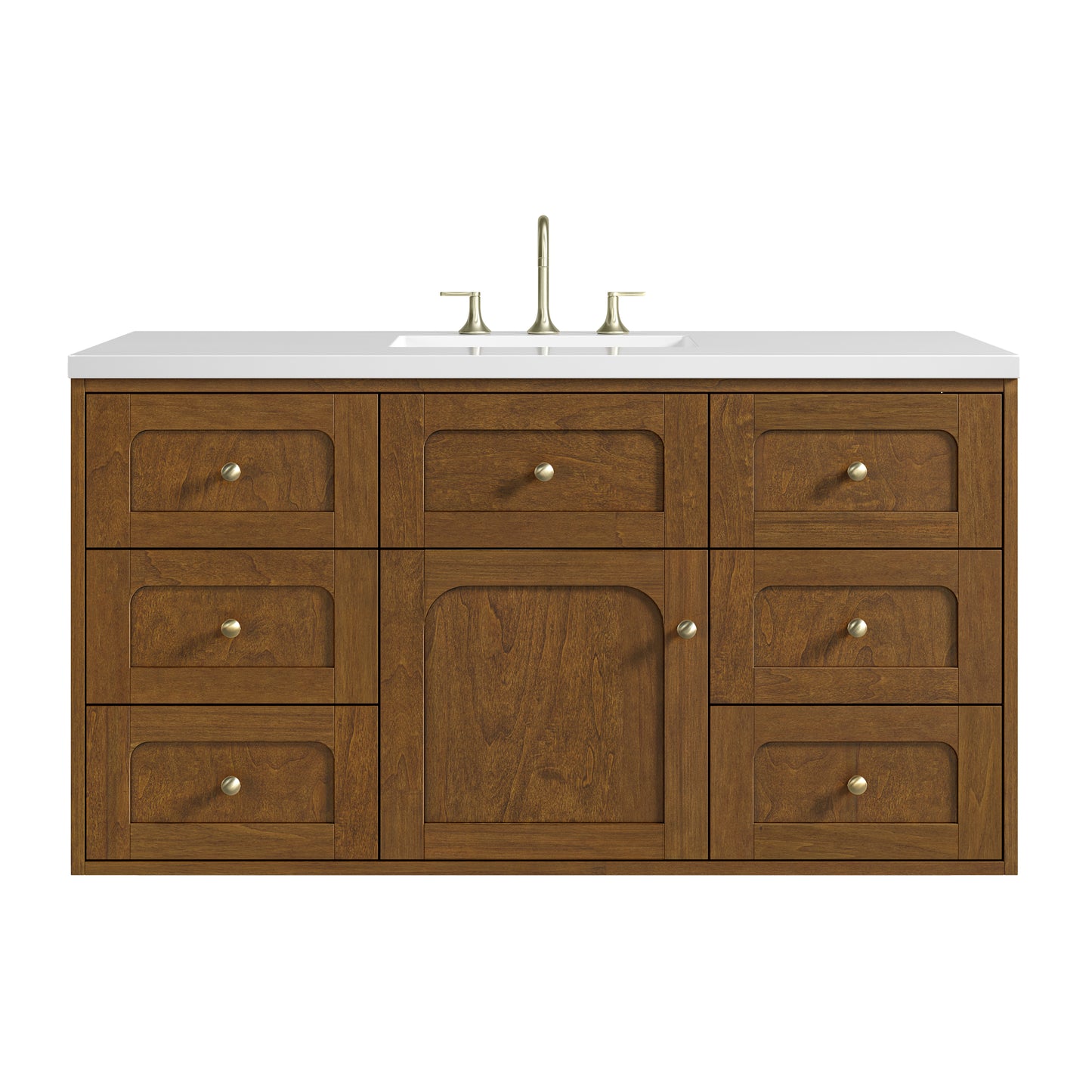 Renovate for Less Atlanta Laurent 48" Single Vanity, Honey Oak w/ 3 CM White Zeus Silestone Top