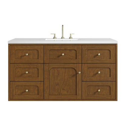 Laurent 48" Single Vanity, Honey Oak w/ 3 CM White Zeus Silestone Top