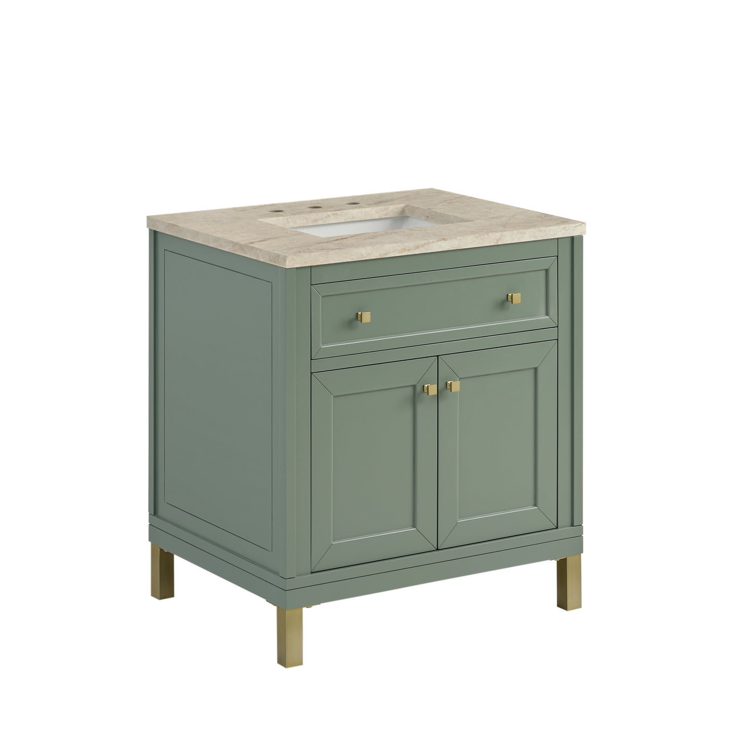 Renovate for Less Atlanta Chicago 30" Single Vanity, Smokey Celadon, w/ 3 CM Tajnar Eclos Top
