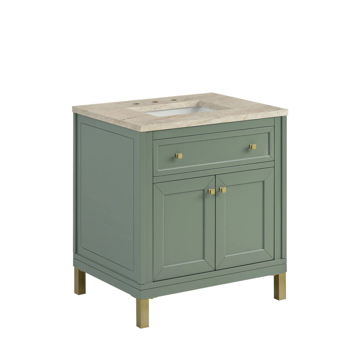 Chicago 30" Single Vanity, Smokey Celadon, w/ 3 CM Tajnar Eclos Top