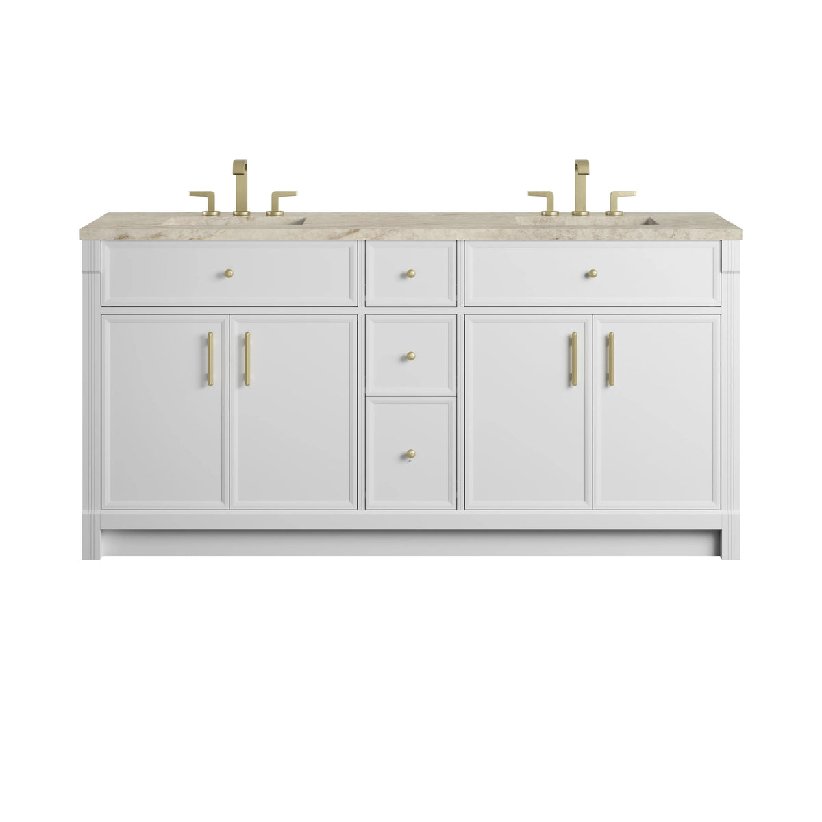 Bellshire 72" Double Vanity, Bright White w/ 3 CM Tajnar Eclos Top