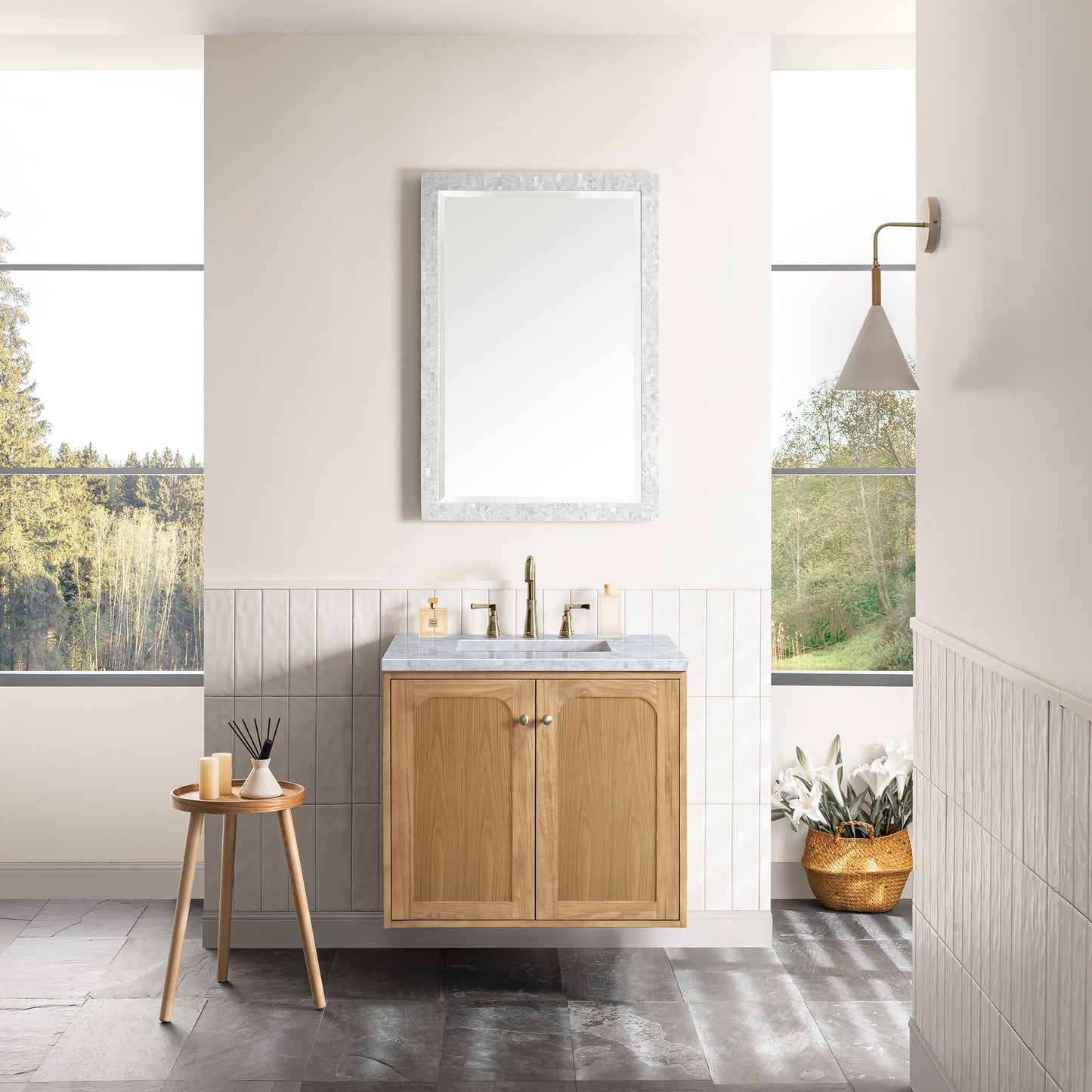 Renovate for Less Atlanta Laurent 30" Single Vanity, Light Natural Oak w/ 3 CM Carrara Marble Top