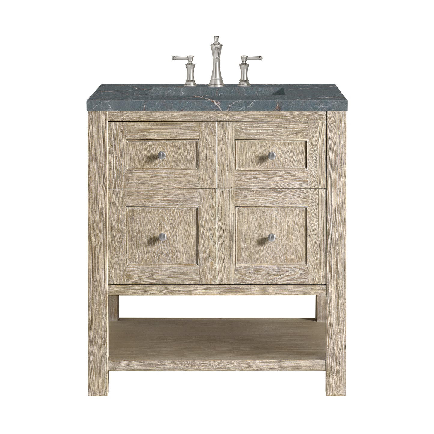 Renovate for Less Atlanta Breckenridge 30" Single Vanity, Whitewashed Oak w/ 3 CM Parisien Bleu Silestone Top