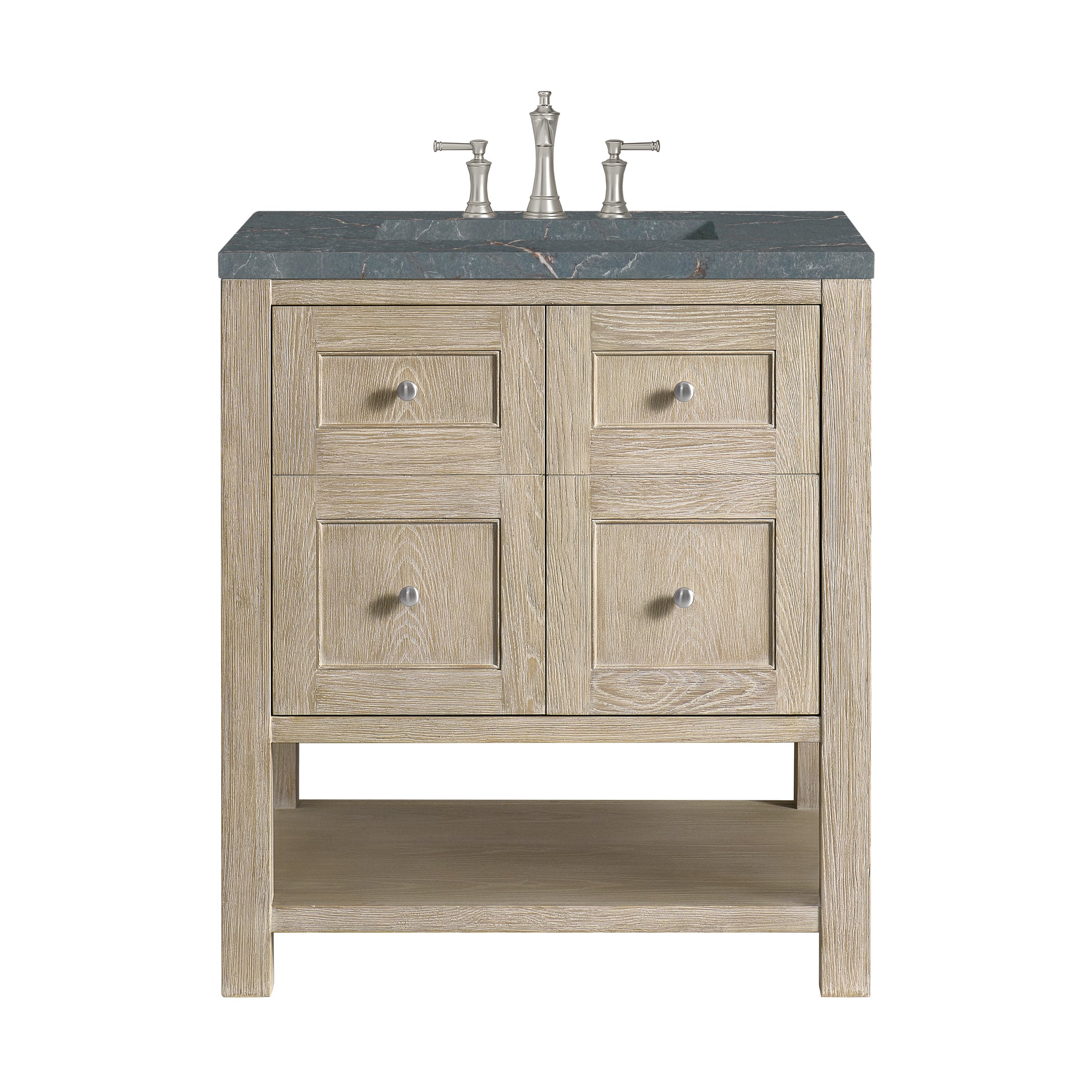 Renovate for Less Atlanta Breckenridge 30" Single Vanity, Whitewashed Oak w/ 3 CM Parisien Bleu Silestone Top