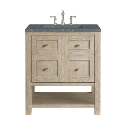 Renovate for Less Atlanta Breckenridge 30" Single Vanity, Whitewashed Oak w/ 3 CM Parisien Bleu Silestone Top