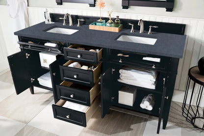 Brittany 72" Double Vanity, Black Onyx w/ 3 CM Charcoal Soapstone Silestone Top