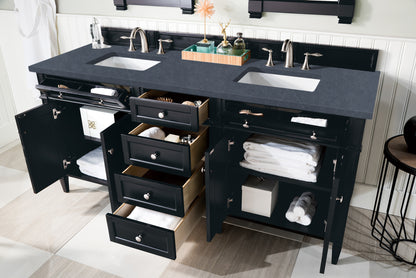Renovate for Less Atlanta Brittany 72" Double Vanity, Black Onyx w/ 3 CM Charcoal Soapstone Silestone Top