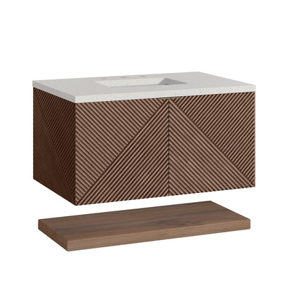 Renovate for Less Atlanta Marcello 36" Single Vanity, Chestnut w/ 3 CM Lime Delight Top