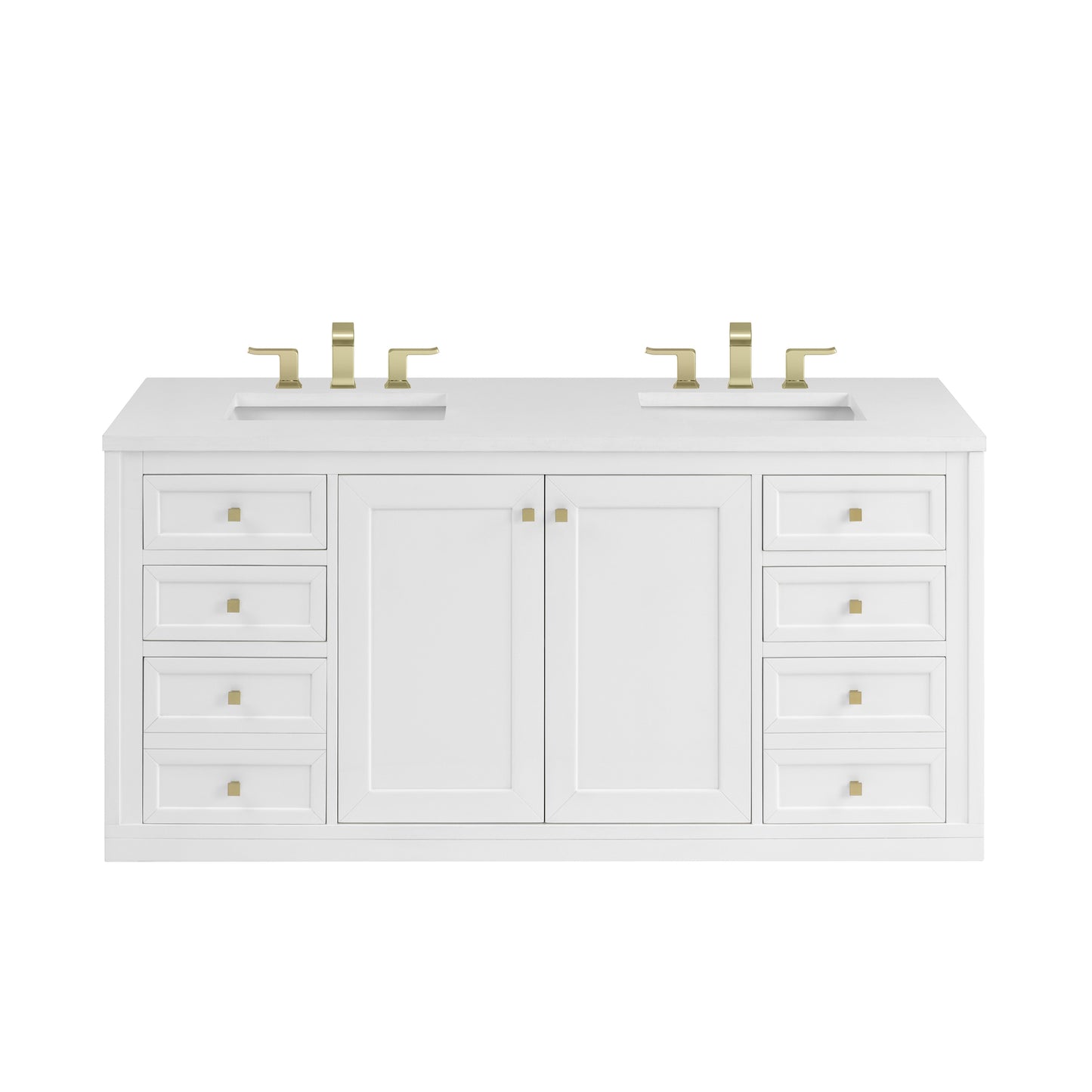 Renovate for Less Atlanta Chicago 60" Double Vanity, Glossy White, w/ 3 CM White Zeus Silestone® Top