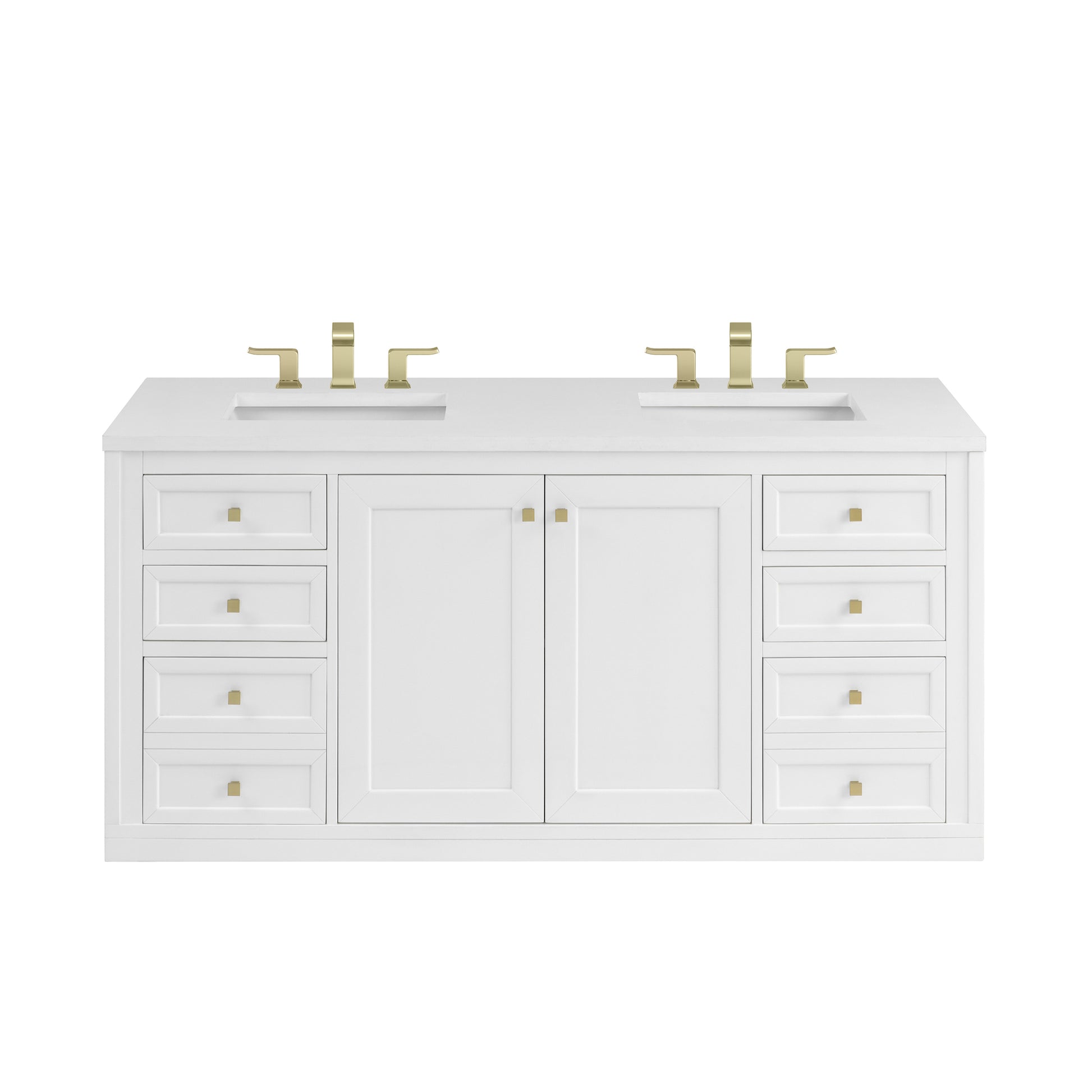 Renovate for Less Atlanta Chicago 60" Double Vanity, Glossy White, w/ 3 CM White Zeus Silestone® Top