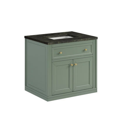 Renovate for Less Atlanta Chicago 30" Single Vanity, Smokey Celadon, w/ 3 CM Phantome Eclos Top
