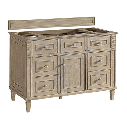 Renovate for Less Atlanta Lorelai 48" Single Vanity, Whitewashed Oak w/ 3 CM Parisien Bleu Silestone Top