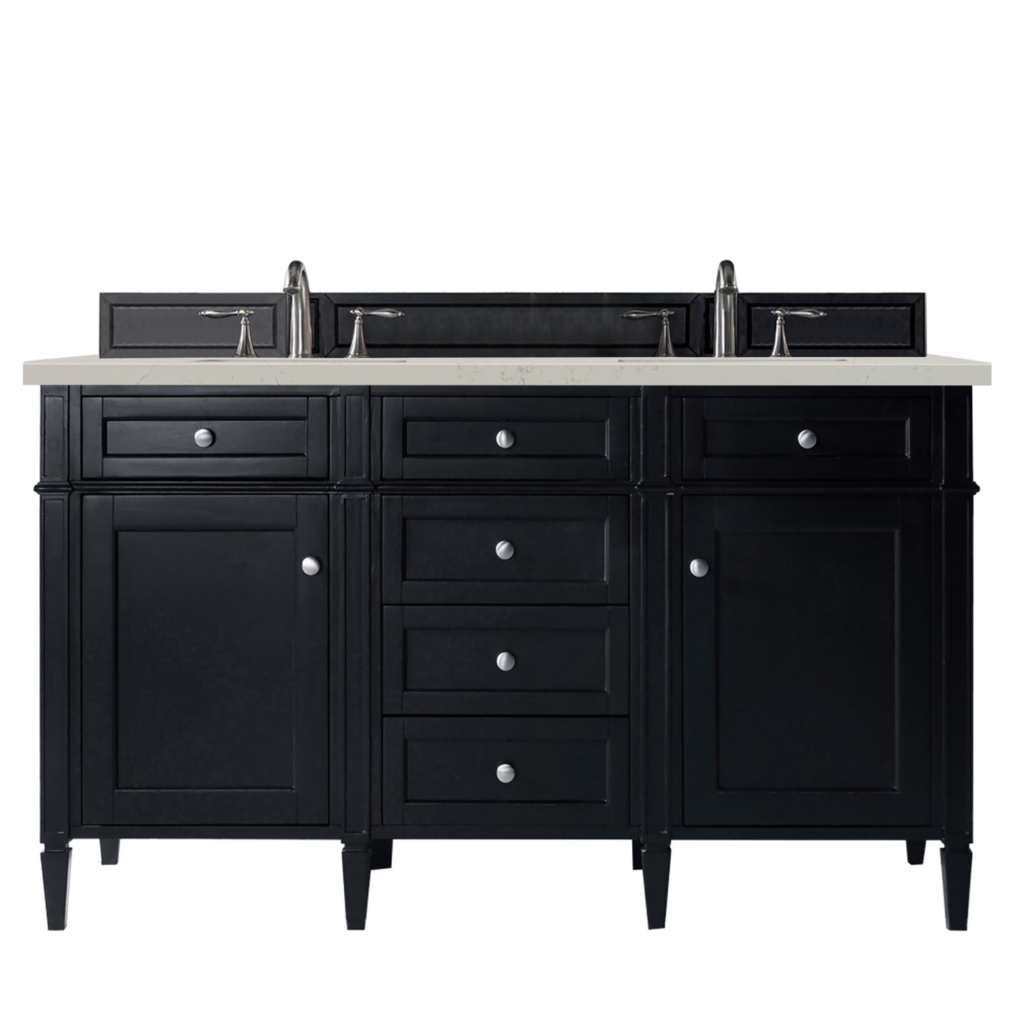 Renovate for Less Atlanta Brittany 60" Double Vanity, Black Onyx, w/ 3 CM Siberian Silestone Top