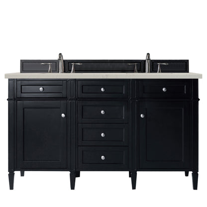 Renovate for Less Atlanta Brittany 60" Double Vanity, Black Onyx, w/ 3 CM Siberian Silestone Top