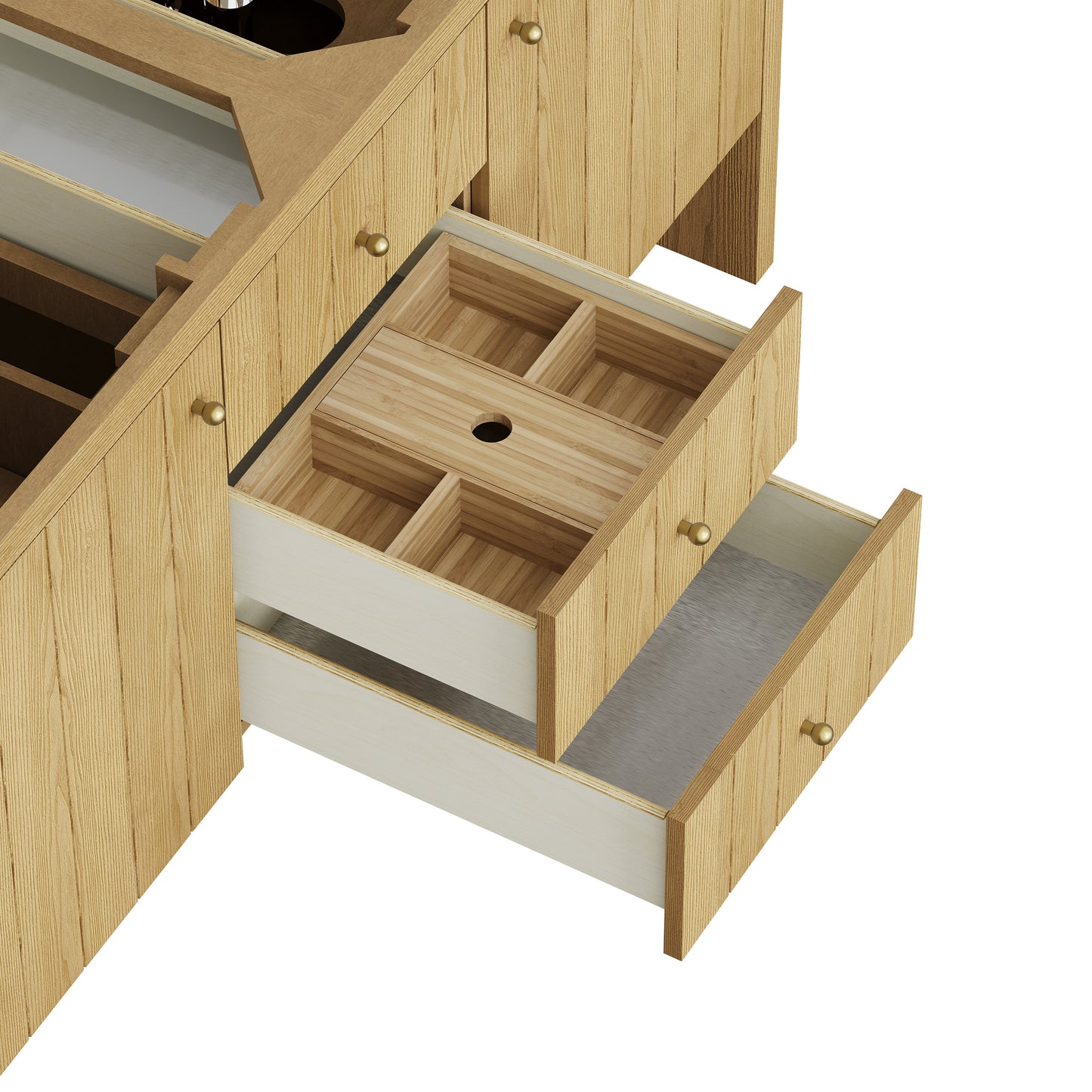 Renovate for Less Atlanta Hudson 60" Double Vanity, Light Natural Oak w/ 3 CM Victorian Silver Top