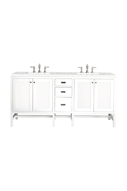 Renovate for Less Atlanta Addison 72" Double Vanity, Glossy White w/ 3 CM Eternal Jasmine Pearl Silestone Top