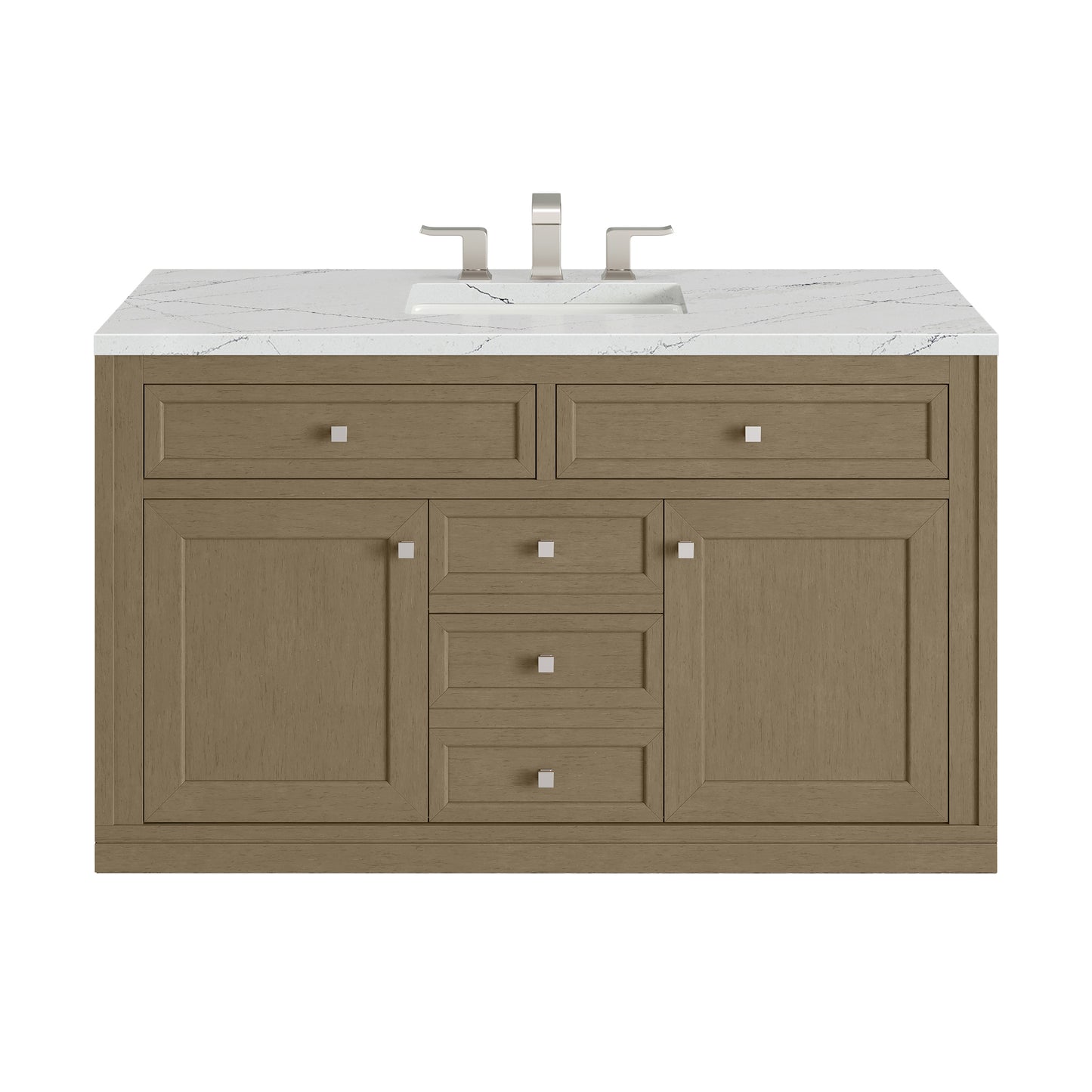 Renovate for Less Atlanta Chicago 48" Single Vanity, Walnut Whisper, w/ 3 CM Ethereal Noctis Silestone® Top