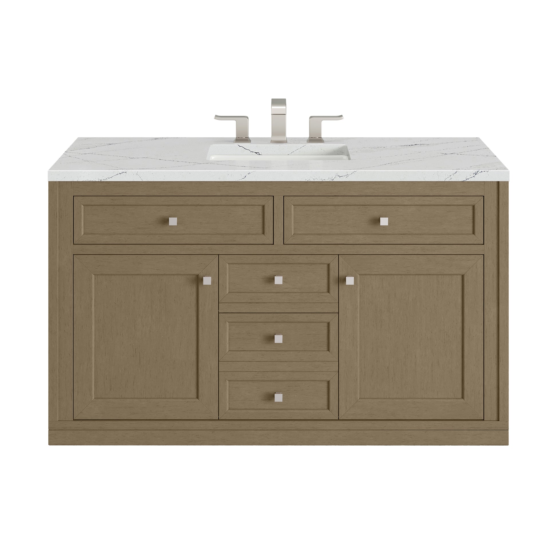 Renovate for Less Atlanta Chicago 48" Single Vanity, Walnut Whisper, w/ 3 CM Ethereal Noctis Silestone® Top