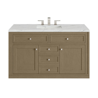 Renovate for Less Atlanta Chicago 48" Single Vanity, Walnut Whisper, w/ 3 CM Ethereal Noctis Silestone® Top