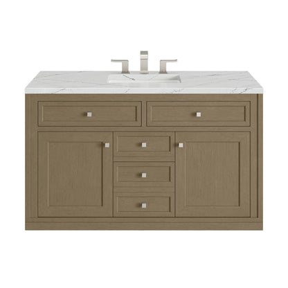 Chicago 48" Single Vanity, Walnut Whisper, w/ 3 CM Ethereal Noctis Silestone® Top w/FreePower Wireless Charger