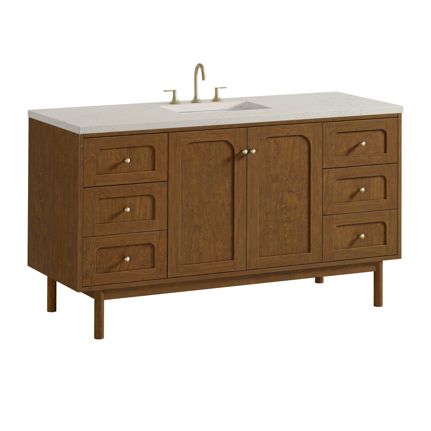 Renovate for Less Atlanta Laurent 60" Single Vanity, Honey Oak w/ 3 CM Siberian Silestone Top w/FreePower Wireless Charger