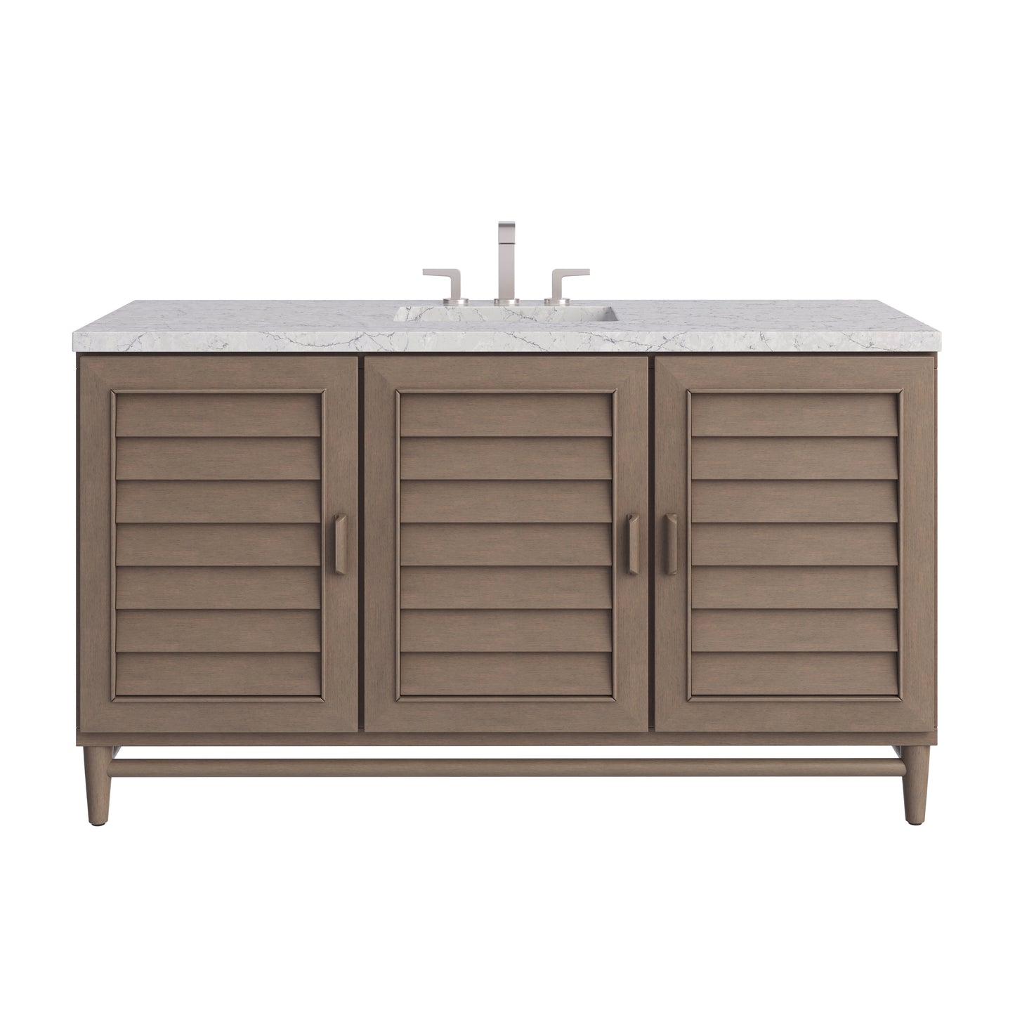 Renovate for Less Atlanta Portland 60" Single Vanity Whitewashed Walnut w/ 3 CM Eternal Jasmine Pearl Silestone Top w/FreePower Wireless Charger