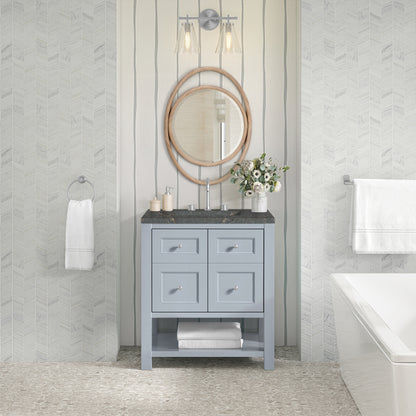 Renovate for Less Atlanta Breckenridge 30" Single Vanity, Serenity Blue, w/ 3 CM Parisien Bleu Quartz Top