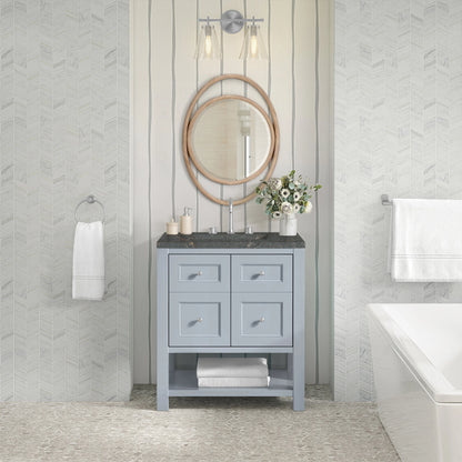 Breckenridge 30" Single Vanity, Serenity Blue, w/ 3 CM Parisien Bleu Quartz Top