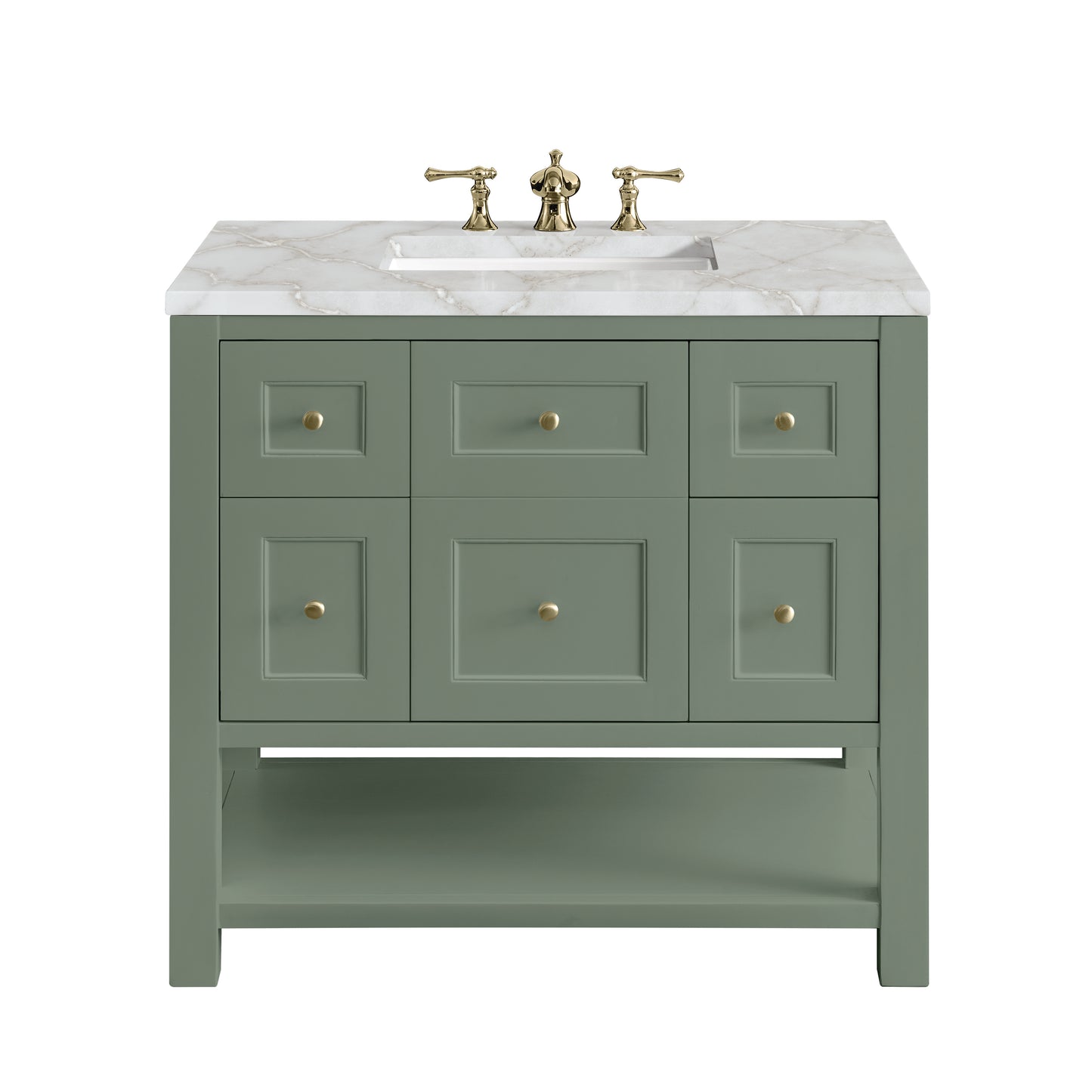 Renovate for Less Atlanta Breckenridge 36" Single Vanity, Smokey Celadon w/ 3 CM Victorian Silver Top