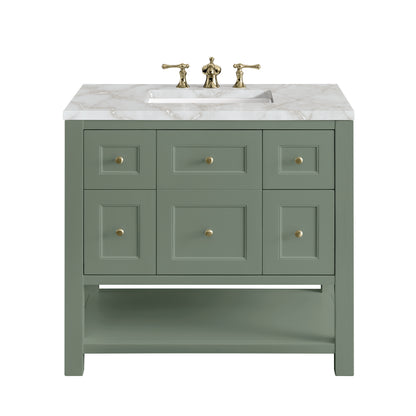 Renovate for Less Atlanta Breckenridge 36" Single Vanity, Smokey Celadon w/ 3 CM Victorian Silver Top
