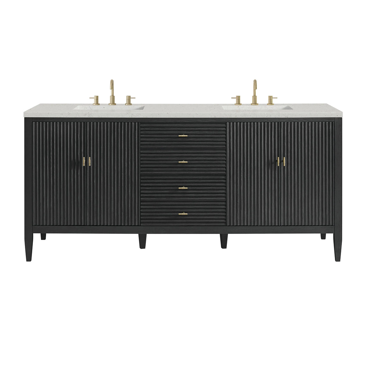 Myrrin 72" Double Vanity, Carbon Oak w/ 3 CM Lime Delight Silestone Top