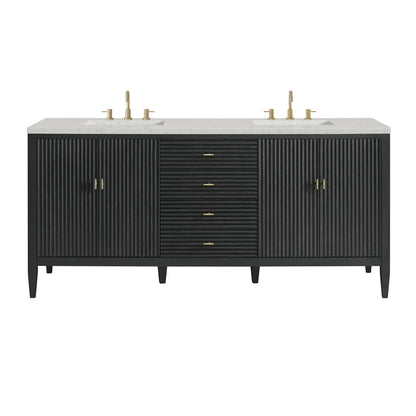 Myrrin 72" Double Vanity, Carbon Oak w/ 3 CM Lime Delight Silestone Top