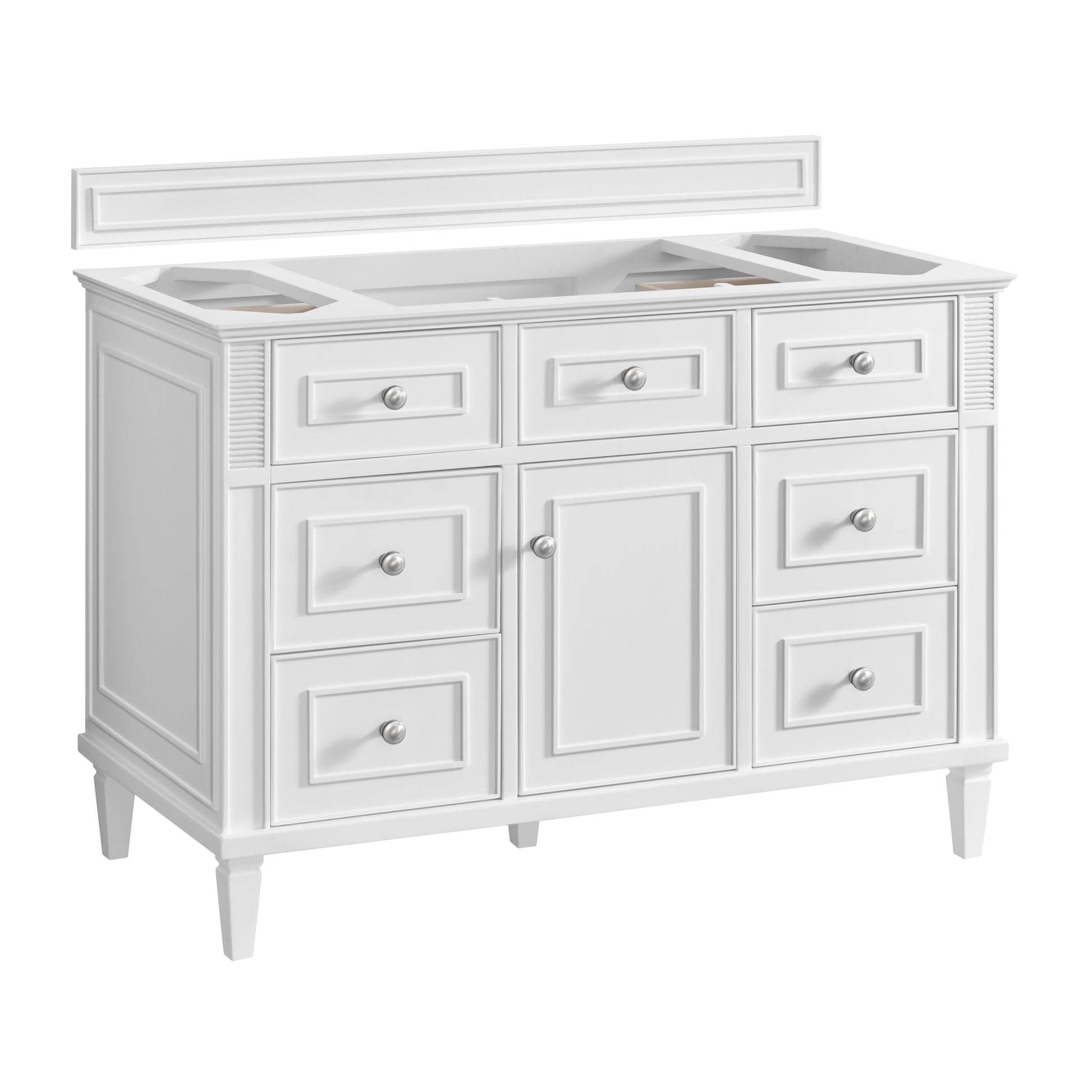Renovate for Less Atlanta Lorelai 48" Single Vanity, Bright White w/ 3 CM Parisien Bleu Silestone Top