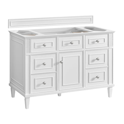Renovate for Less Atlanta Lorelai 48" Single Vanity, Bright White w/ 3 CM Parisien Bleu Silestone Top