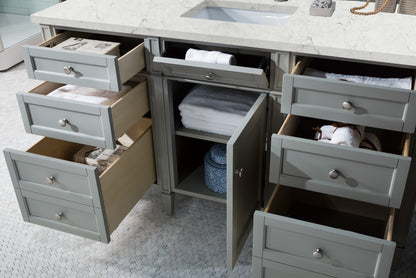 Renovate for Less Atlanta Brittany 60" Single Vanity, Urban Gray w/ 3 CM Eternal Jasmine Pearl Silestone Top