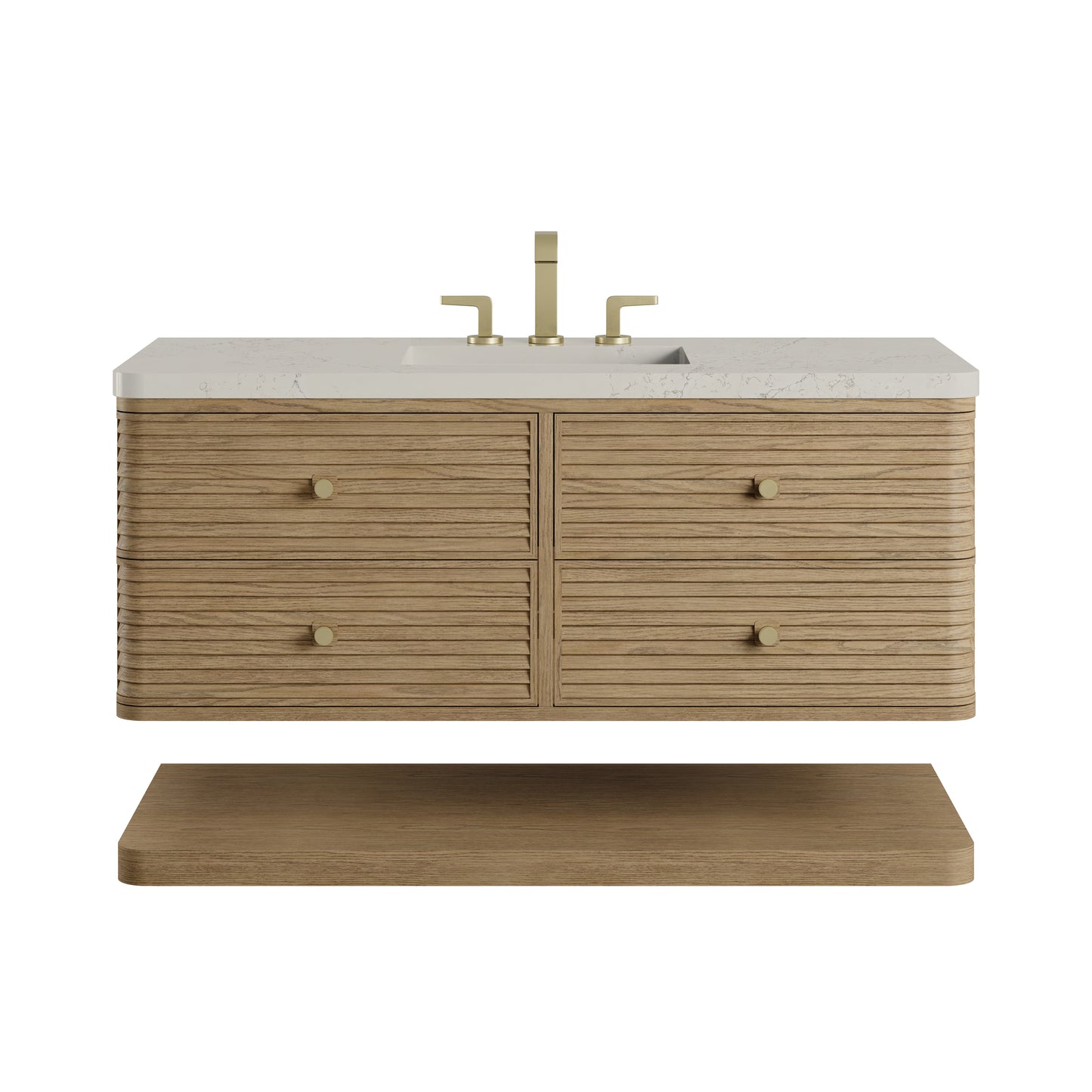 Renovate for Less Atlanta Allamari 48" Single Vanity, Dune Mist w/ 3 CM Siberian Silestone Top w/FreePower Wireless Charger