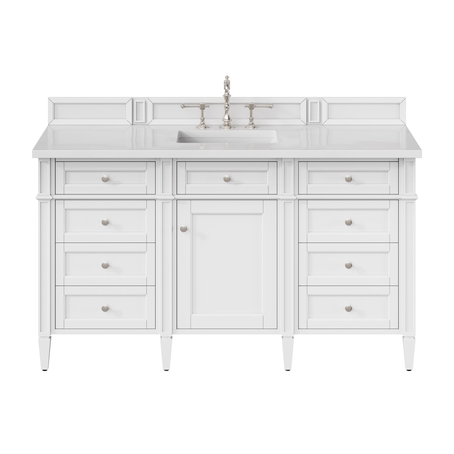 Renovate for Less Atlanta Brittany 60" Single Vanity, Bright White w/ 3 CM White Zeus Silestone Top