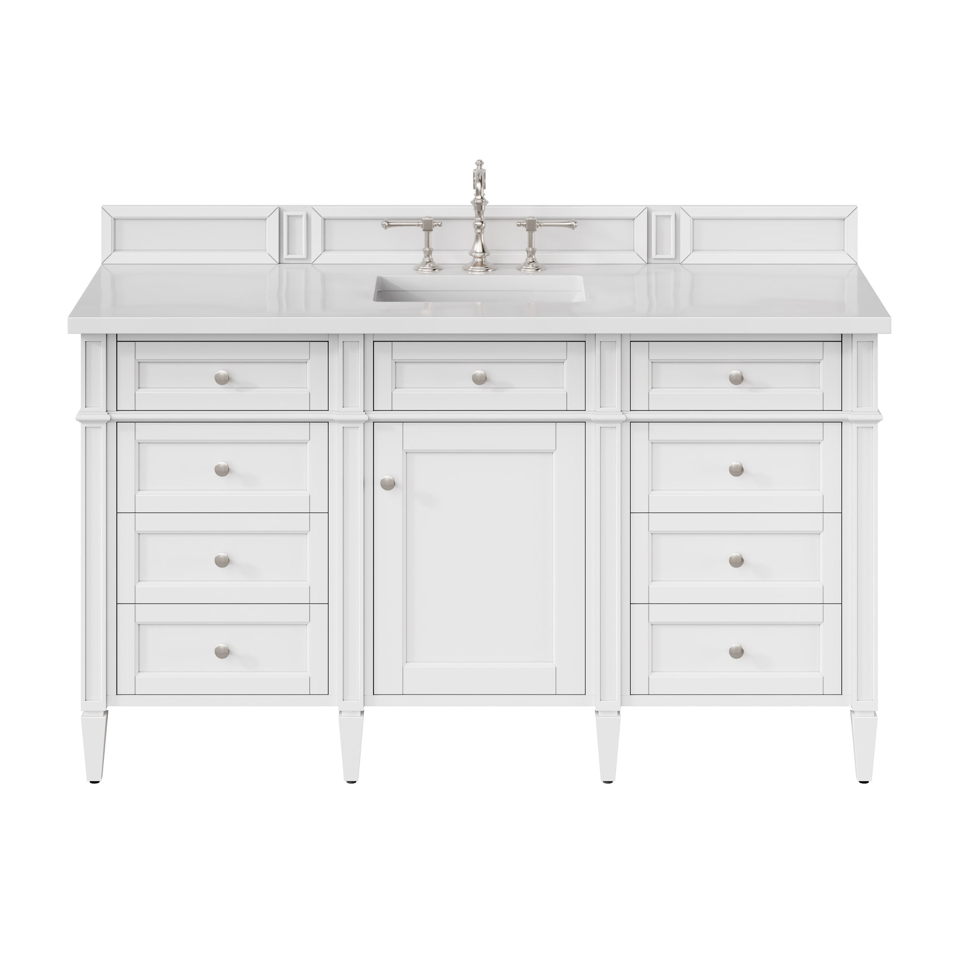 Renovate for Less Atlanta Brittany 60" Single Vanity, Bright White w/ 3 CM White Zeus Silestone Top