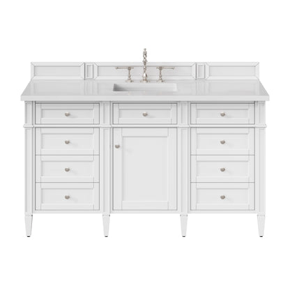 Renovate for Less Atlanta Brittany 60" Single Vanity, Bright White w/ 3 CM White Zeus Silestone Top