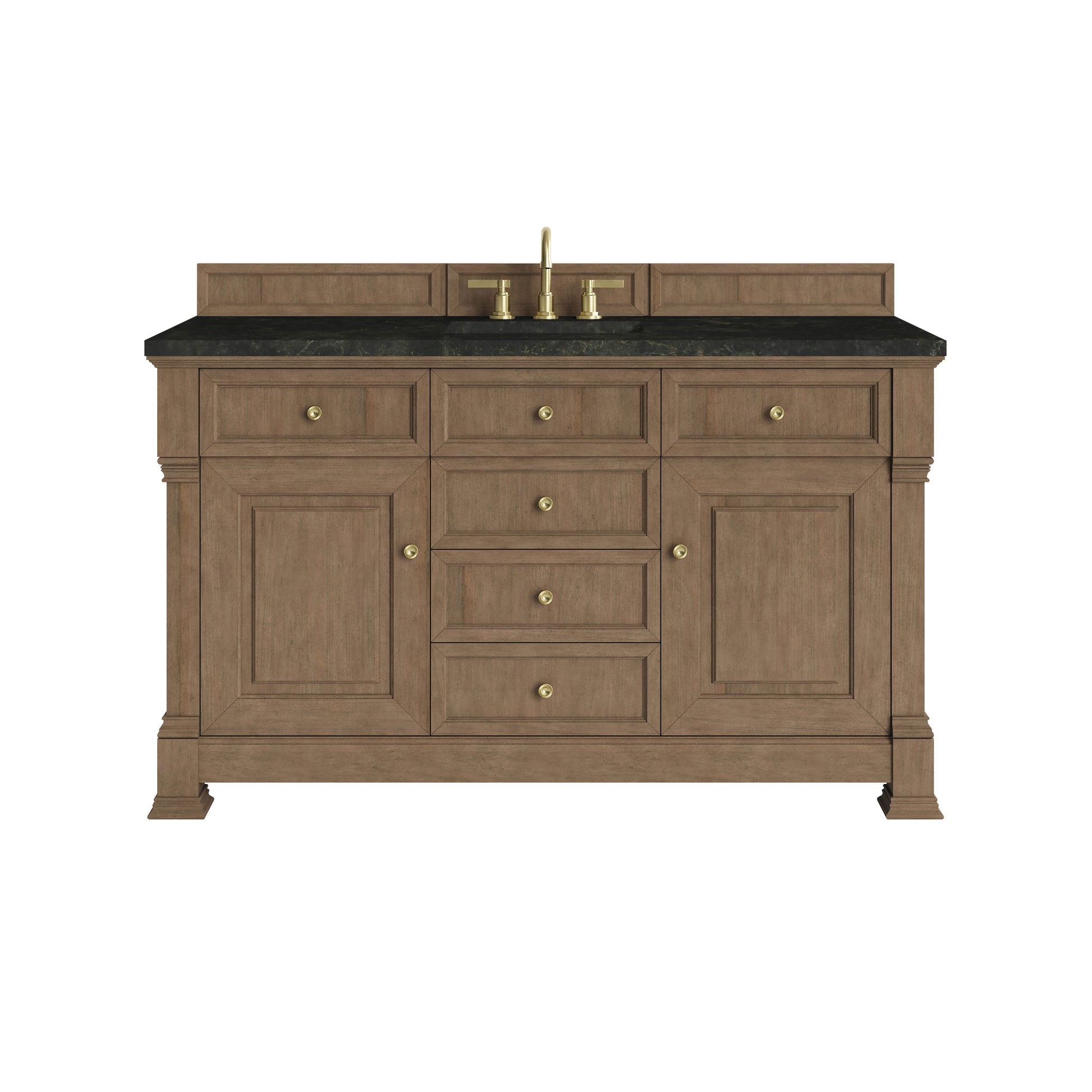 Renovate for Less Atlanta Brookfield 60" Single Vanity, Pecan, w/ 3 CM Phantome Eclos Top