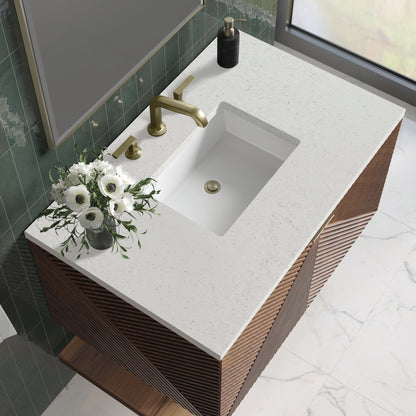 Renovate for Less Atlanta Marcello 36" Single Vanity, Chestnut w/ 3 CM Lime Delight Top