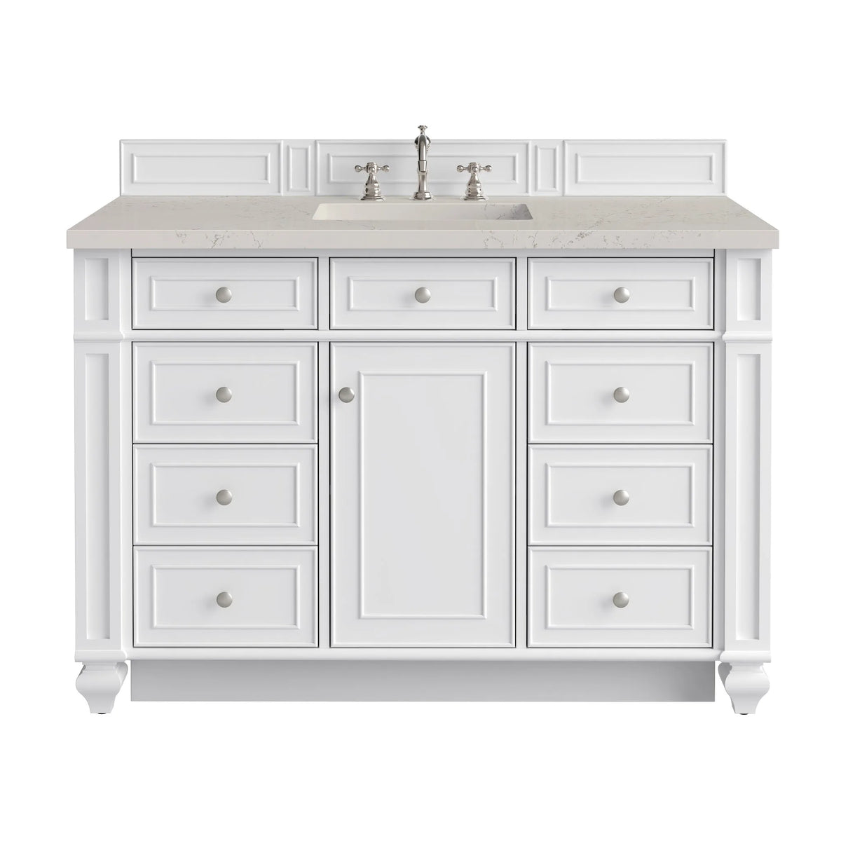 Bristol 48" Single Vanity, Bright White, w/ 3 CM Siberian Silestone Top