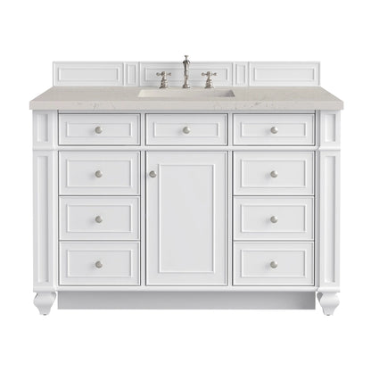 Bristol 48" Single Vanity, Bright White, w/ 3 CM Siberian Silestone Top