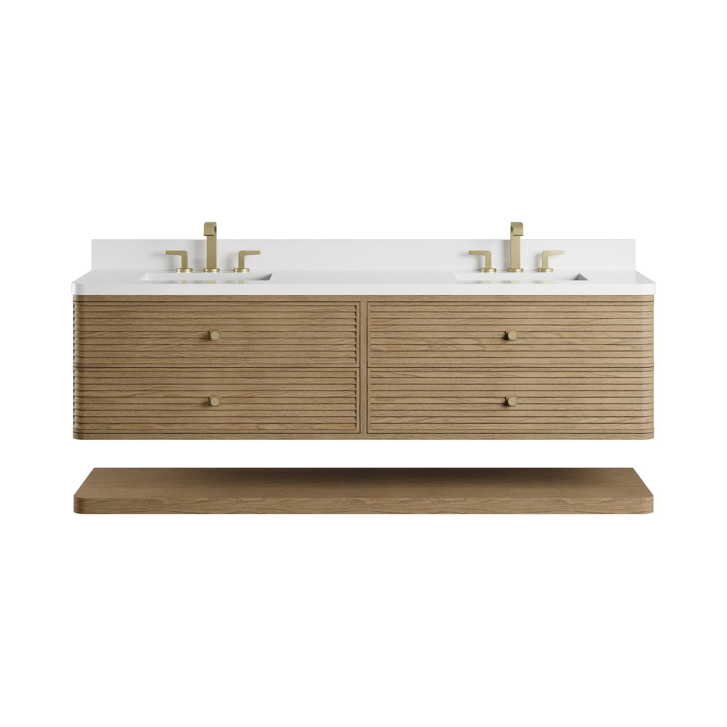 Renovate for Less Atlanta Allamari 72" Double Vanity, Dune Mist w/ 3 CM White Zeus Silestone Top