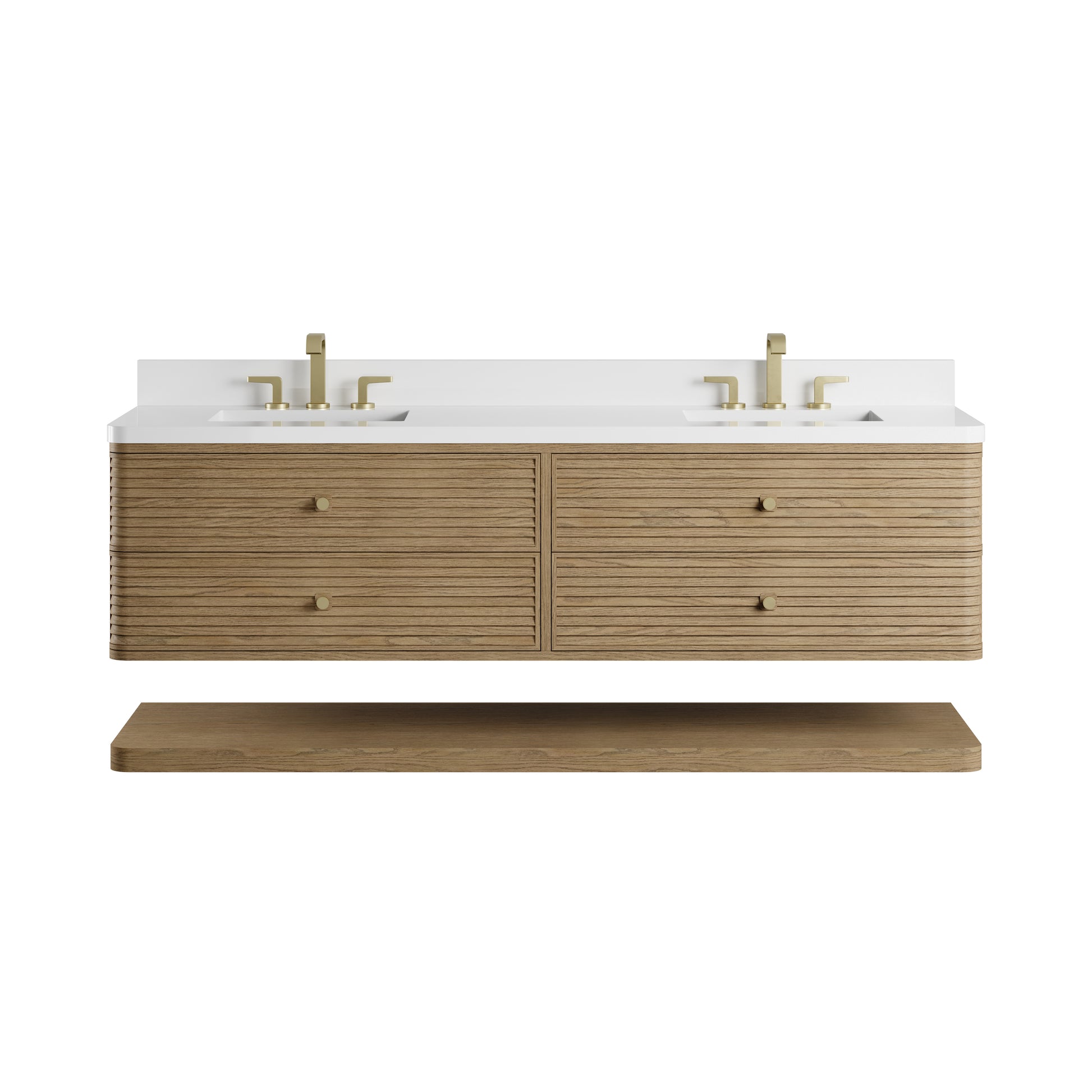 Renovate for Less Atlanta Allamari 72" Double Vanity, Dune Mist w/ 3 CM White Zeus Silestone Top