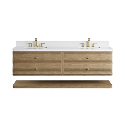 Allamari 72" Double Vanity, Dune Mist w/ 3 CM White Zeus Silestone Top