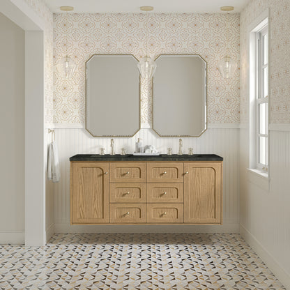 Renovate for Less Atlanta Laurent 60" Double Vanity, Light Natural Oak, w/ 3 CM Phantome Eclos Top