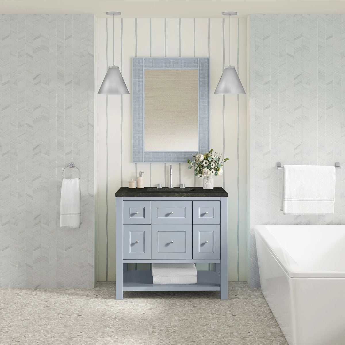 Breckenridge 36" Single Vanity, Serenity Blue, w/ 3 CM Phantome Eclos Top