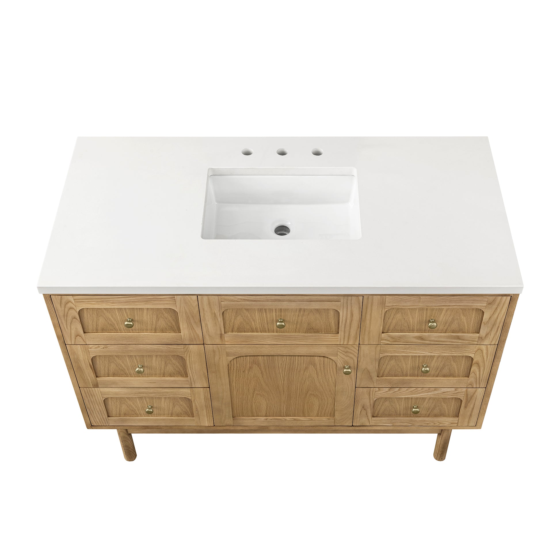 Renovate for Less Atlanta Laurent 48" Single Vanity, Light Natural Oak w/ 3 CM White Zeus Top